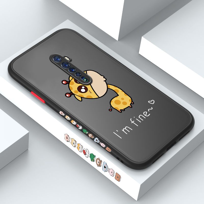 ZeroQiQi for OPPO Reno 2 Case Cute Funny Giraffe Side Printing Cover Frosted Ultra Thin Protective Anti Fall Phone Case