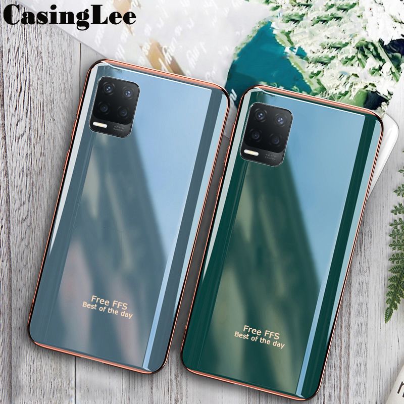 Casinglee For Realme 8 Back Cover Silicone Soft Cases Electroplated Avocado Green Glitter Full Protector Cases Realme 8 Case