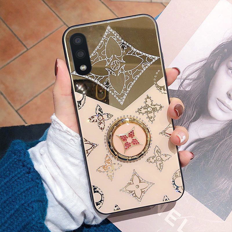 For Samsung Galaxy M02 Mirror Case Magnetic Ring Holder Luxury Diamond Clover Cross for Samsung M02 Make Up Mirror Back Cover