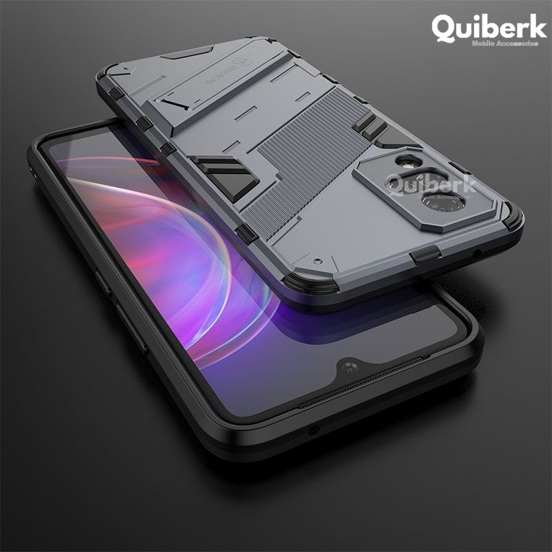 Quiberk for Vivo V21 Phone Case Kickstand Holder Hard Back Lens Protector Shockproof Cover