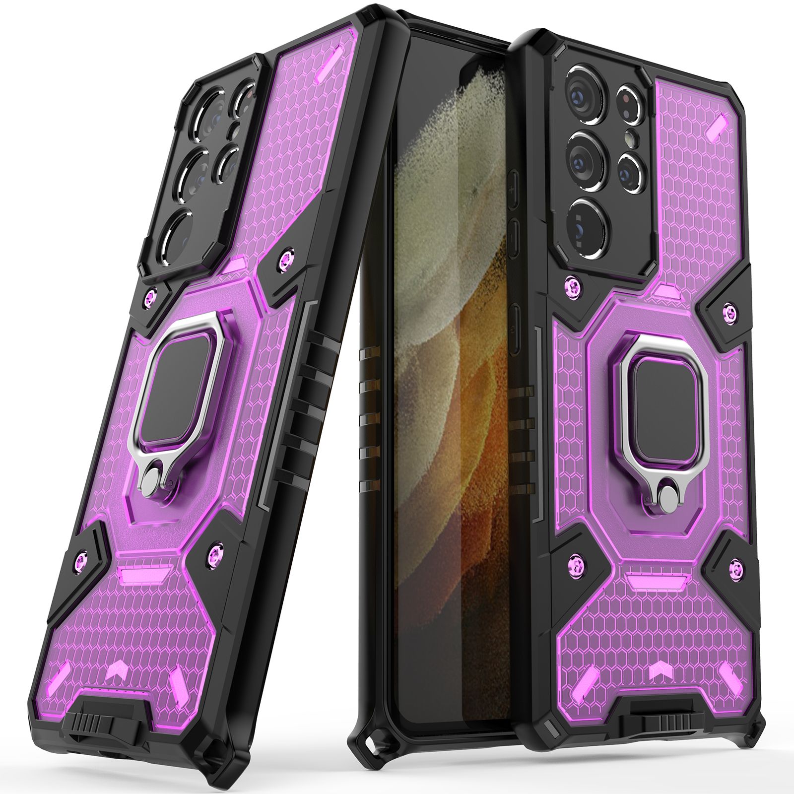 Case for Samsung Galaxy S21 Ultra 5G Latest Type Honeycomb Space Capsule Double Layer Material Protective Cover Compatible with Magnetic Car Latest Type Honeycomb Space Capsule Double Layer Material Protective Cover Compatible with Magnetic Car