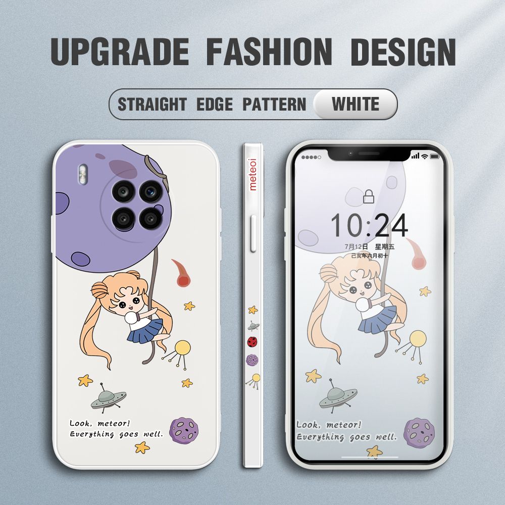 UCUC for Honor 50 Lite / Huawei Nova 8I Back Cover Beauty Warrior Ultra Thin Soft Luxury Square Multicolor Liquid Silicone Phone Case