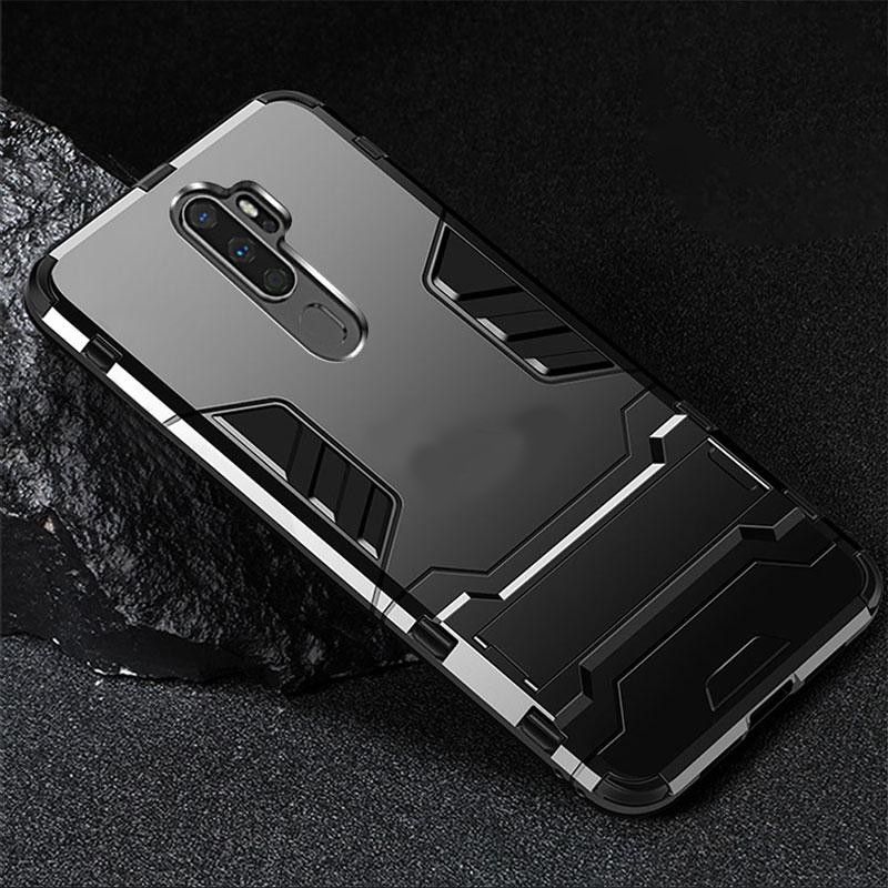 For Oppo A5 (2020) / A9 (2020) Iron Man (Stand Cover)Hard Armor and Soft Silicone TPU Cover