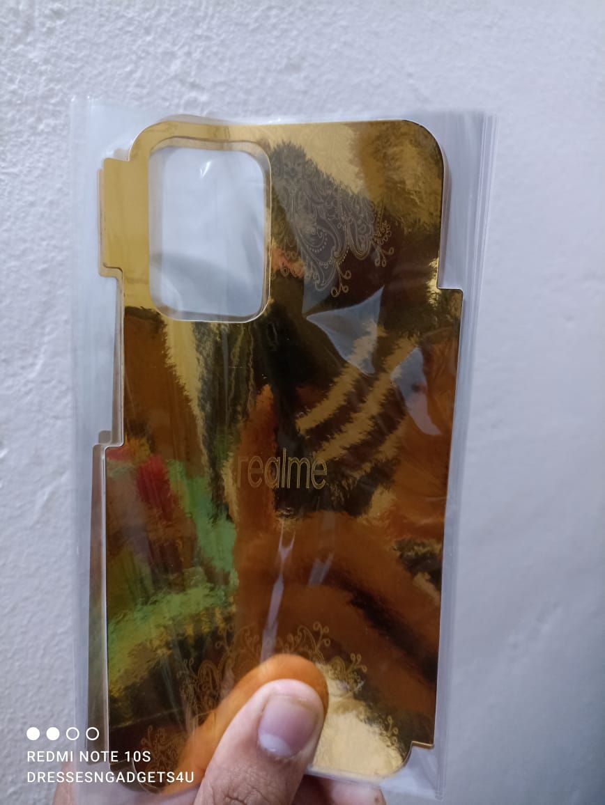 Golden Back Poly Sticker For Realme C20, C11, C20A, Narzo 50i