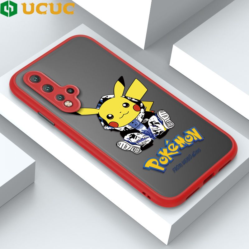 UCUC for Huawei Nova 5T / Honor 20 Back Cover Wrapped Pikachu Frosted Transparent Hard Phone Case Thin Shockproof Full Cover Camera Protect Case