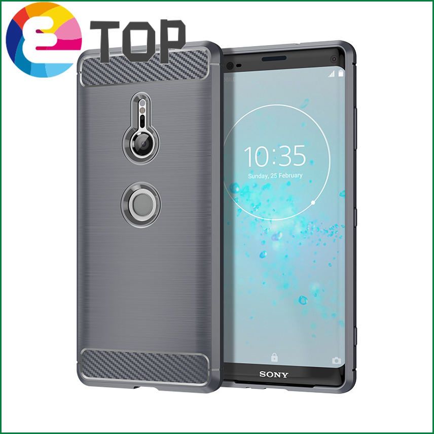 【ETOP】Suitable for Sony XZ3 mobile phone shell Sony Xperia XZ3 brushed carbon fiber pattern protective sleeve silicone soft shell sleeve