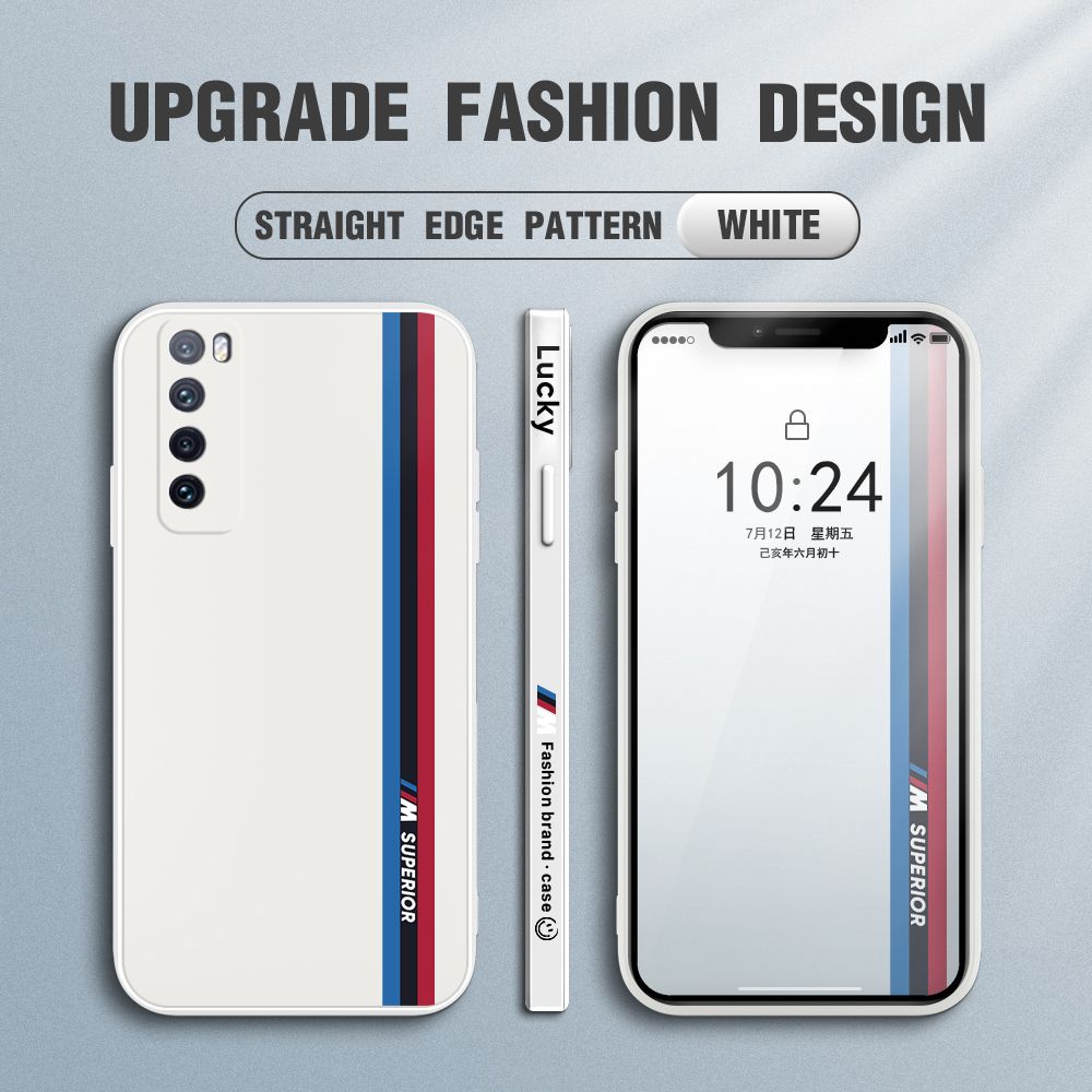 Jizetin for Huawei Nova 7 Back Cover Simple Graffiti Track Side Design Liquid Silicone Phone Case Soft Full Camera Protect Phone Cases