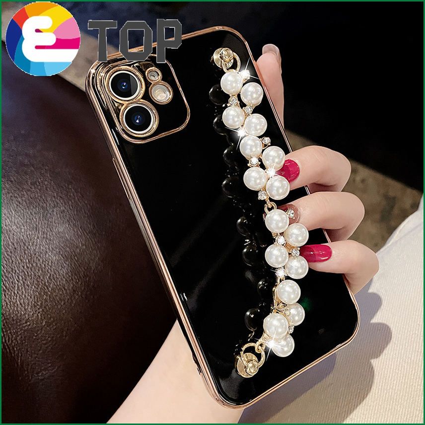 Electroplated pearl chain for 12/11Pro Max for Apple x phone case for iphone8plus/xr/7/mini/6