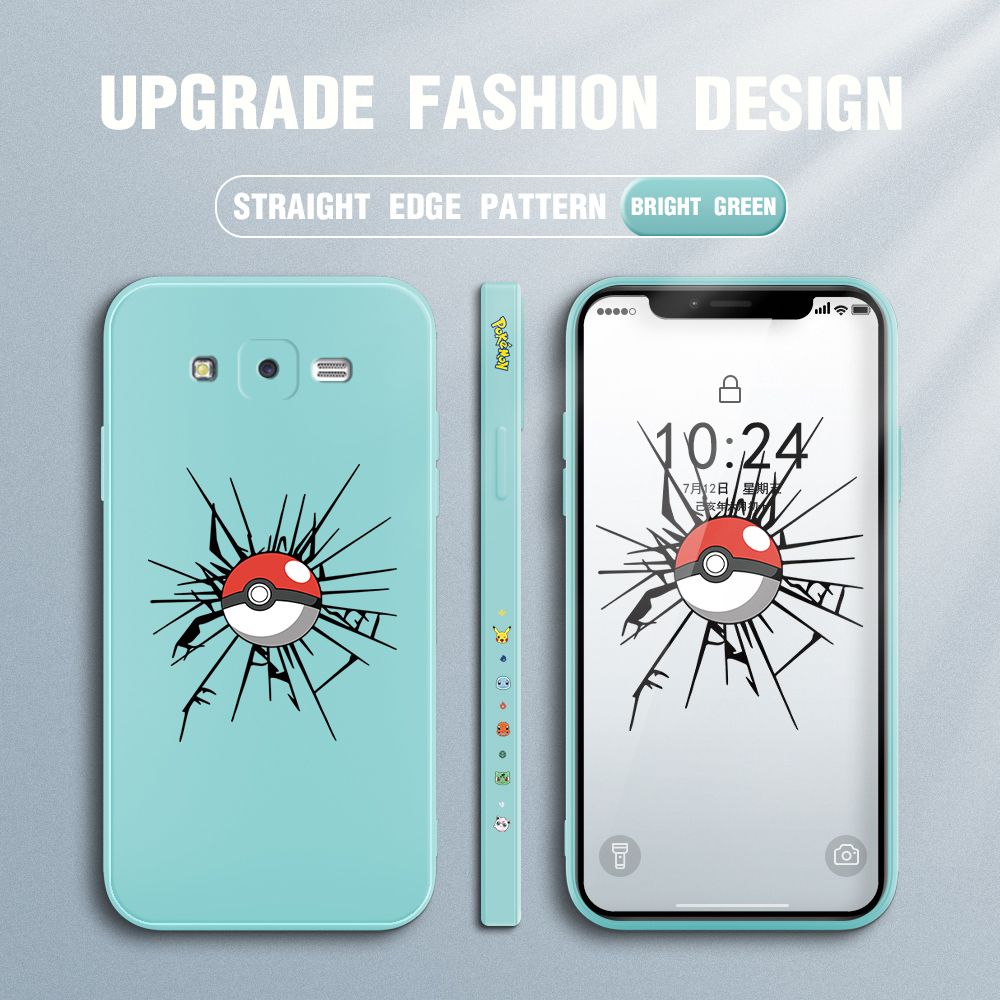 Jizetin for Samsung Galaxy J7 Core / J7 2015 Case Cartoon Pokémon Pocket Monster Design Side Design Phone Case Square Edge Pattern Liquid Silicone Cases Full Cover Camera Shockproof Protective Case