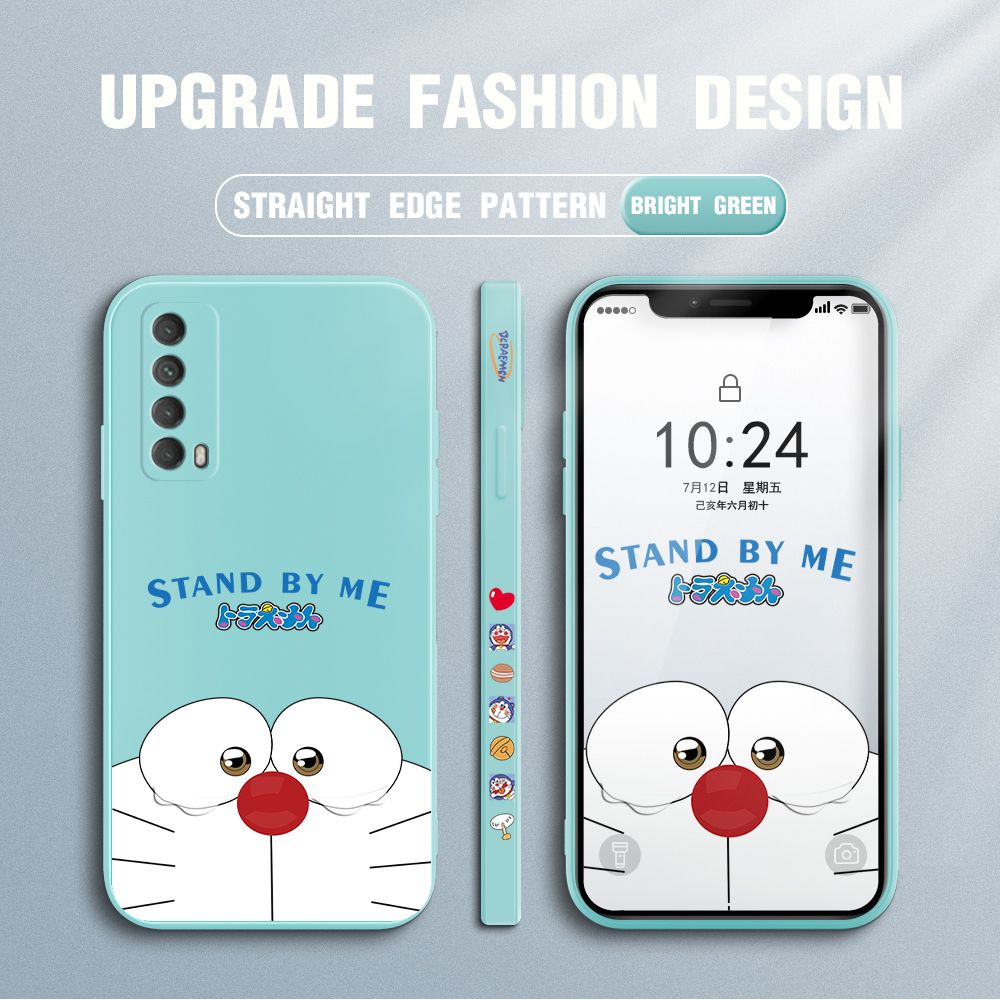 Jizetin for Huawei Y7A 2020 Case New Cartoon Stand by Me Doraemon Anime Side Design Phone Cover Liquid Silicone Cases