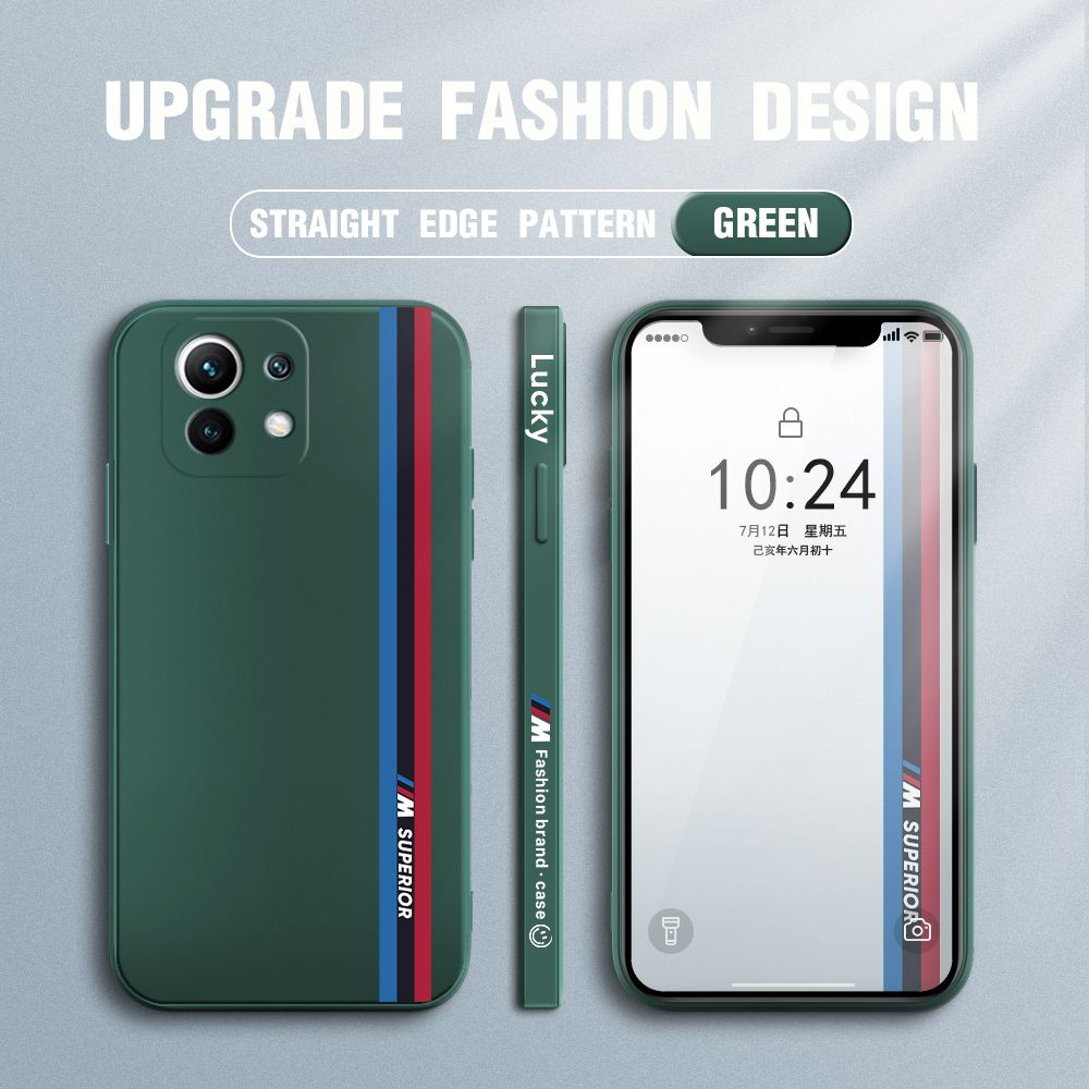 Jizetin for Xiaomi 11 Back Cover Simple Graffiti Track Side Design Liquid Silicone Phone Case Soft Full Camera Protect Phone Cases