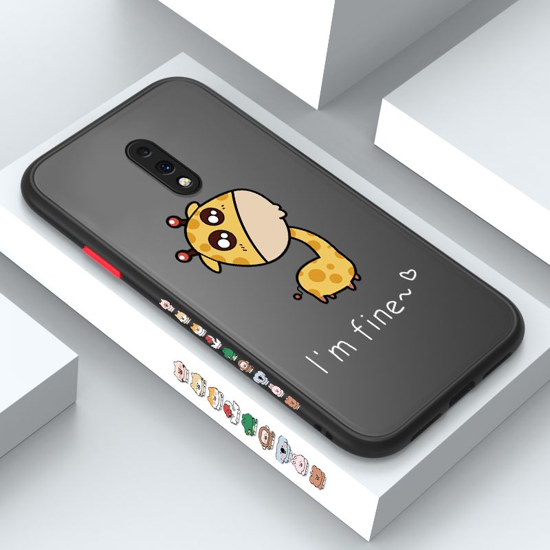 ZeroQiQi for OnePlus 7 Case Cute Funny Giraffe Side Printing Cover Frosted Ultra Thin Protective Anti Fall Phone Case