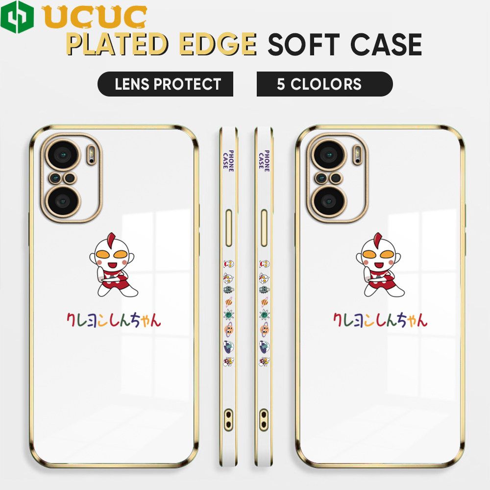 UCUC for Xiaomi Poco F3 / Redmi K40 / Redmi K40 Pro Back Cover + Free Lanyard Altman Luxury 6D Plating Case Side Pattern Soft Silicone Square Phone Cases