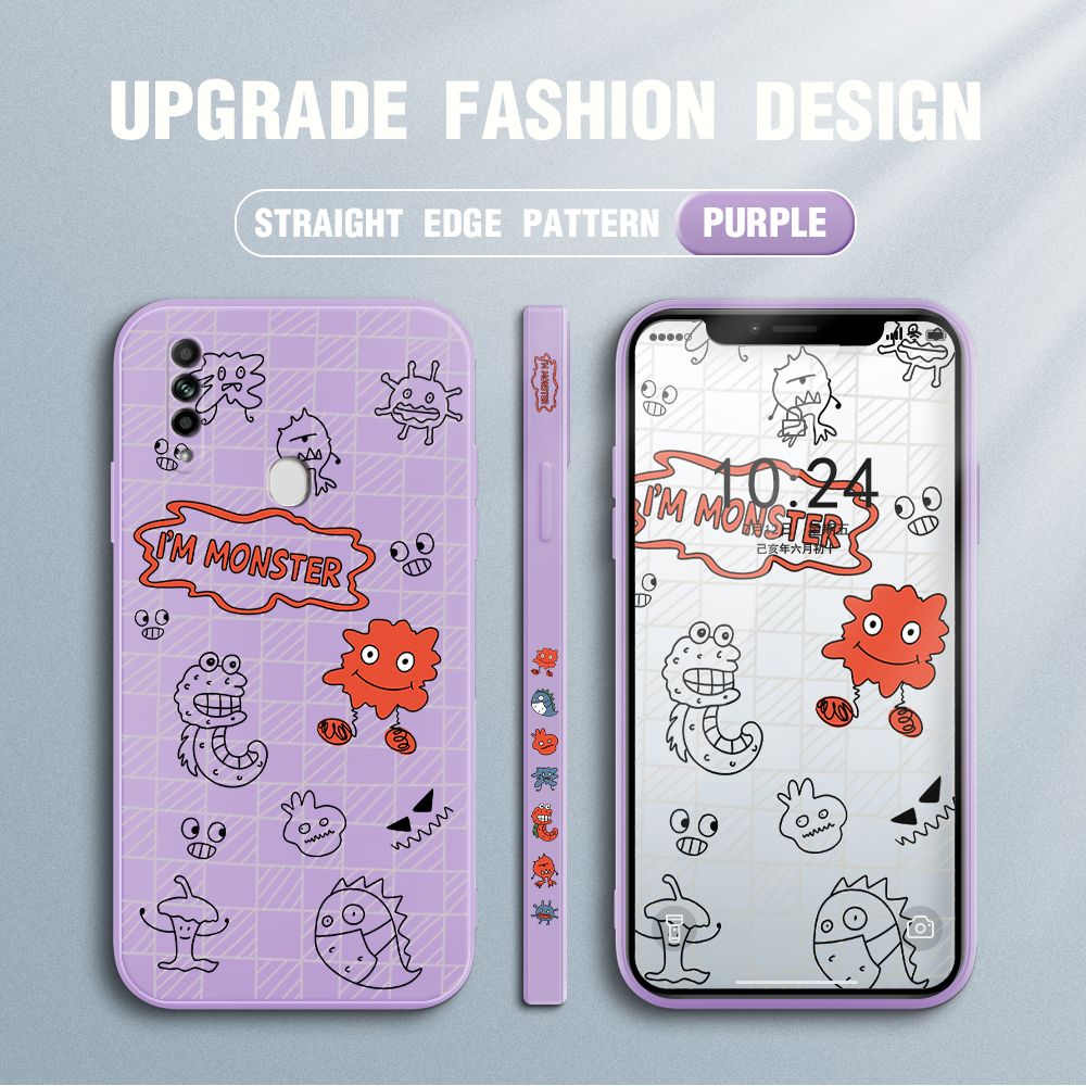 Jizetin for OPPO A31 2020 Case Side Design Phone Cover Printed Text “I Am Monster ” Cover Square Edge Pattern Liquid Silicone Trend Case