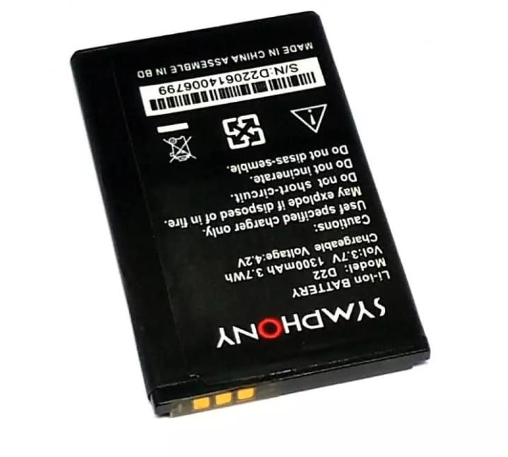 Mobile Battery for Symphony D22 Li-ion Battery 3.7V 1300mAh 3.7Wh MADE IN CHINA