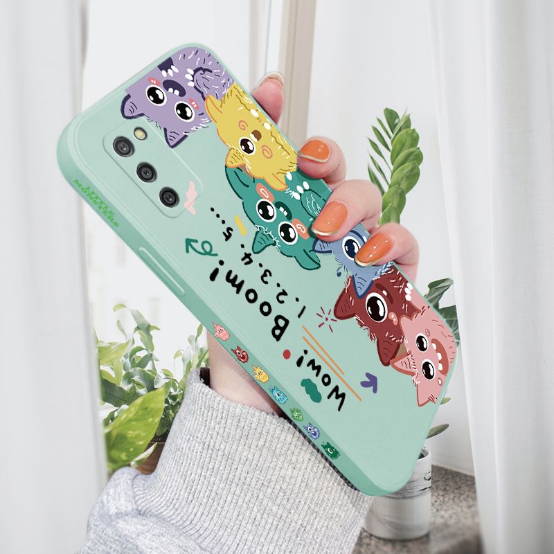 AMORVOR for Samsung Galaxy A03S Back Cover Cute Cartoon Monsters Side design Soft Case Liquid Silicone Phone Cases