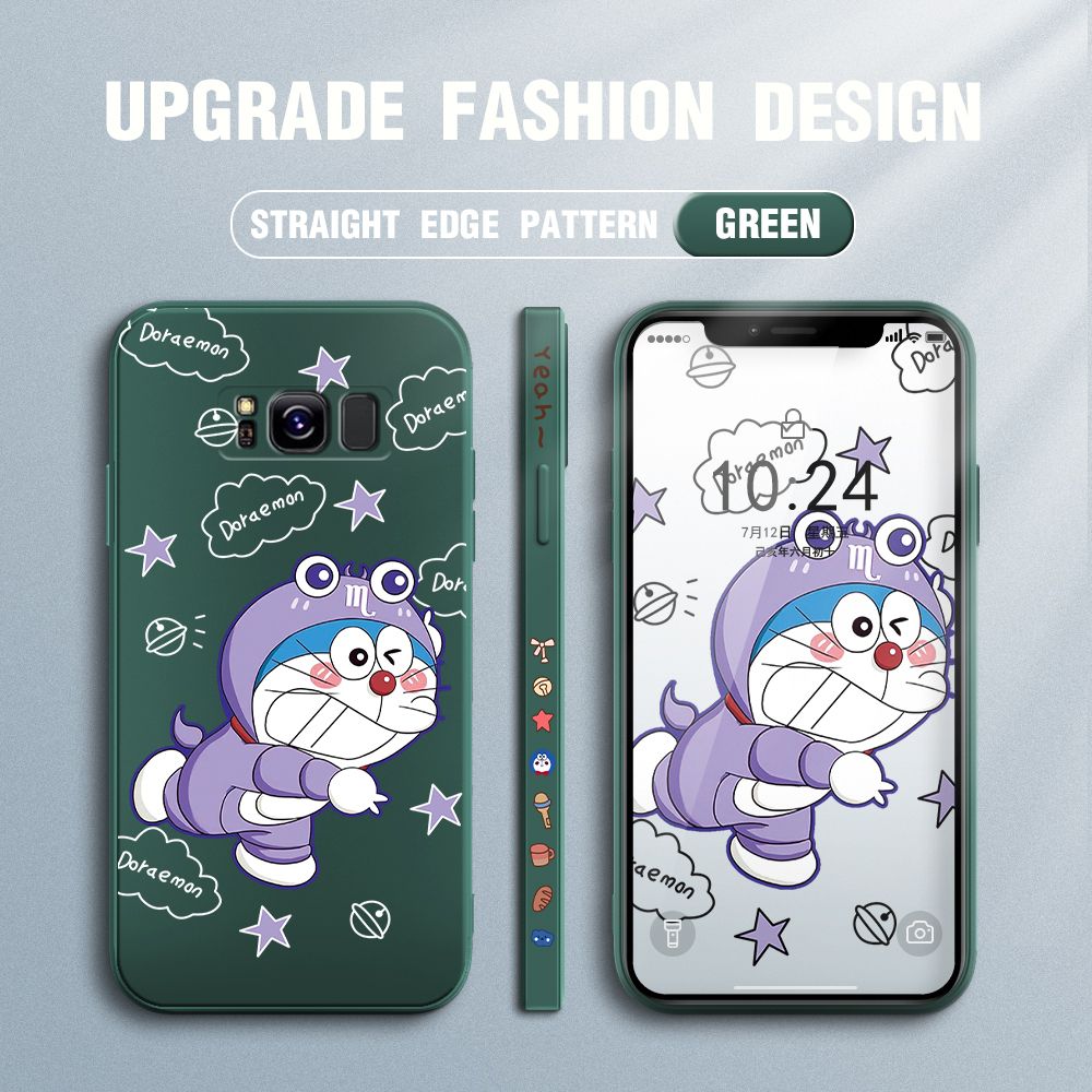 Jizetin for Samsung Galaxy S8 Case Cute Cartoon Purple Doraemon Anime Side Design Phone Case Ultra Soft Edge Pattern Liquid Silicone Phone Cases