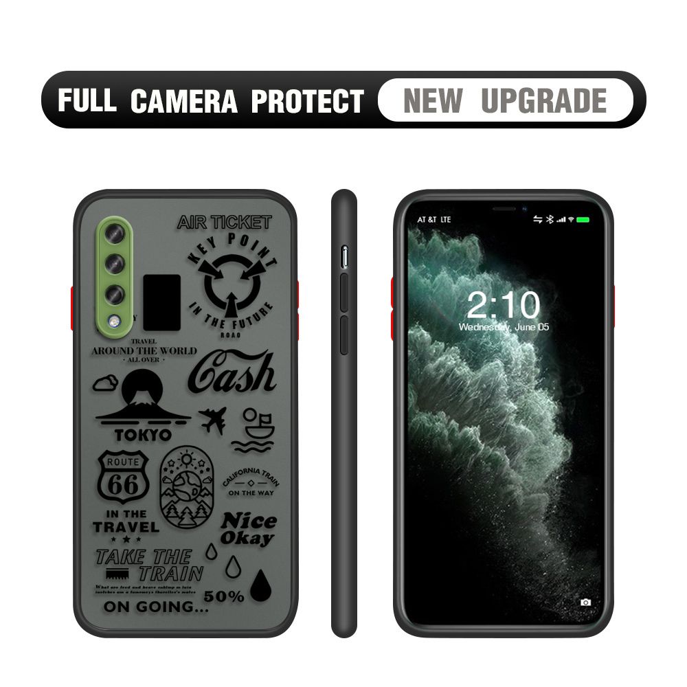Hontinga for Xiaomi A3 Case Travel Poster Camera Shockproof Protection Cases Edge Frosted Transparent Phone Cover