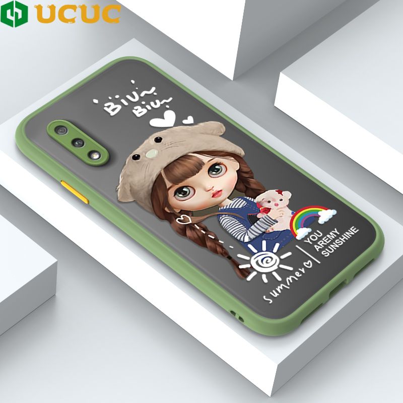 UCUC for Samsung Galaxy A01 Back Cover Rainbow Lovely Girls Frosted Transparent Hard Phone Case Thin Shockproof Full Cover Camera Protect Case