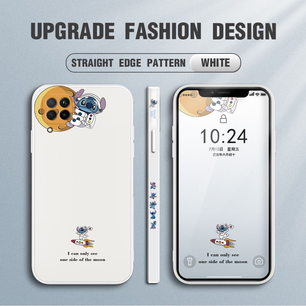Jizetin for Huawei Nova 7i Case Side Design Phone Cover  Astronaut Stitch Cover Square Edge Pattern Liquid Silicone Trend Case