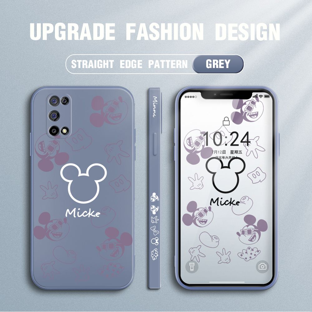 Jizetin for Realme 7 5G Case Creative Printing Pattern Side Design Phone Case Square Edge Pattern Liquid Silicone Cases Full Cover Camera Shockproof Protective Case