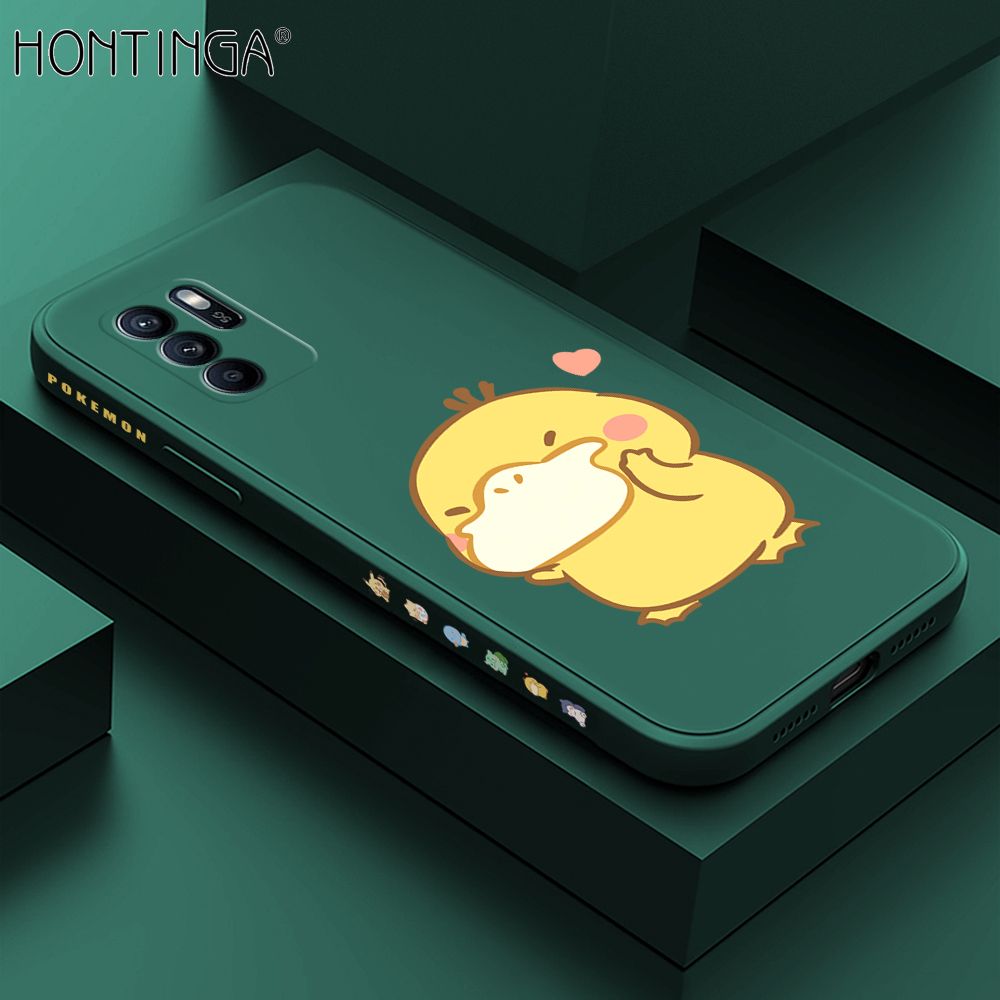 Hontinga for OPPO Reno6 Z 5G Case Side Design Trendy Cartoon Sign Back Cover Soft Square Edge Pattern Liquid Silicone Phone Cases