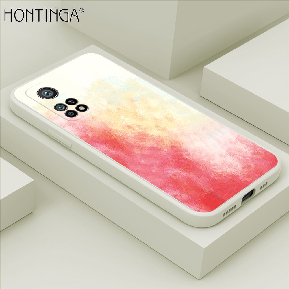 Hontinga for Xiaomi 10T / 10T Pro Case Watercolor Gradient Liquid Soft Square Silicone Phone Case Shockproof Protection Rubber Cover