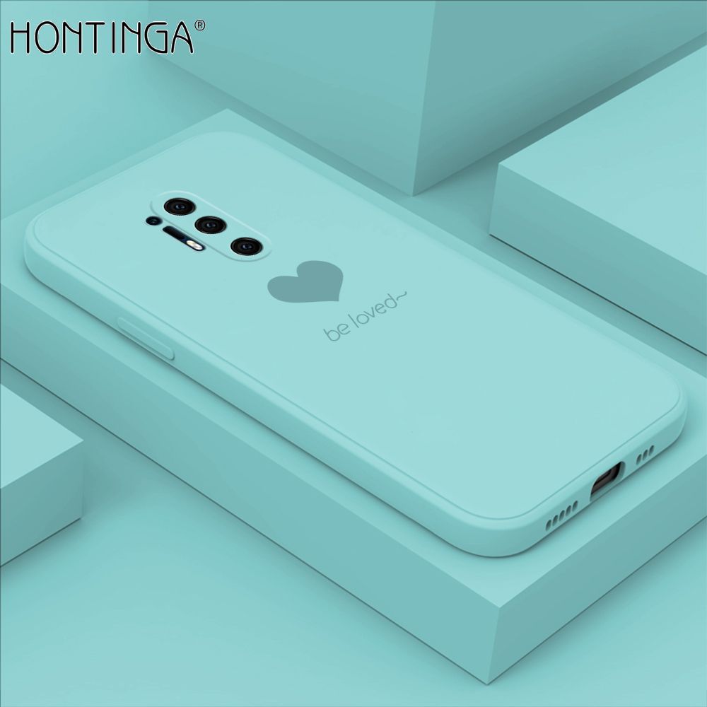Hontinga for OnePlus 8 Pro Case Simple Lover Heart Pattern Back Cover Soft Square Edge Liquid Silicone Phone Cases