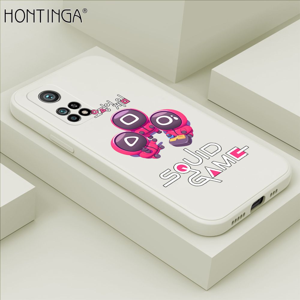 Hontinga for Xiaomi 10T / 10T Pro Case Cute Cartoon Cute Squid Character Phone Cover Square Liquid Silicone Shockproof Phone Protective Case