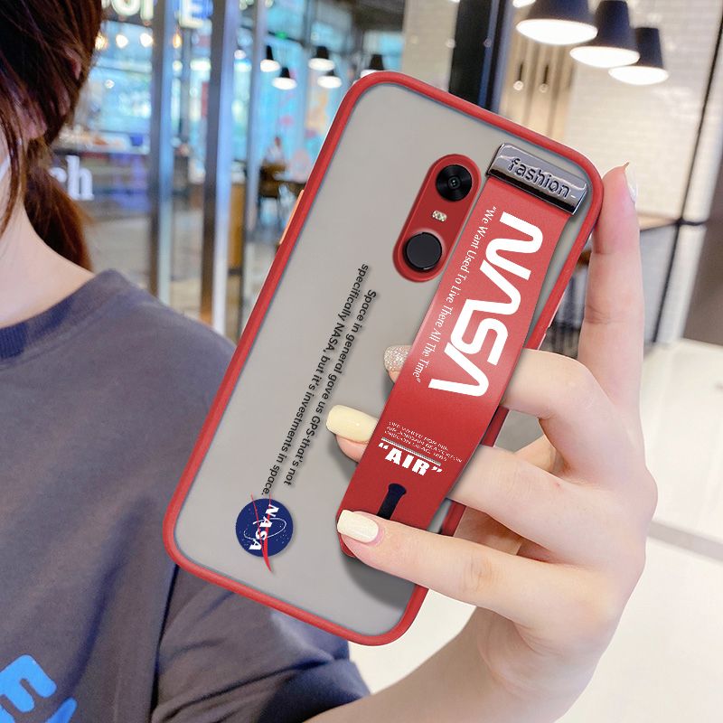UCUC for Xiaomi Redmi 5 Plus Wrist Strap Case Popular NASA Wristband Printing Cover Shockproof Frosted Phone Case