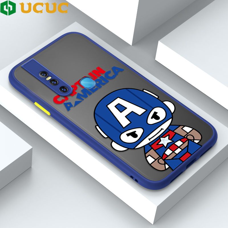 UCUC for Vivo V15 1819 Back Cover Captain America Frosted Transparent Hard Phone Case Thin Shockproof Full Cover Camera Protect Case