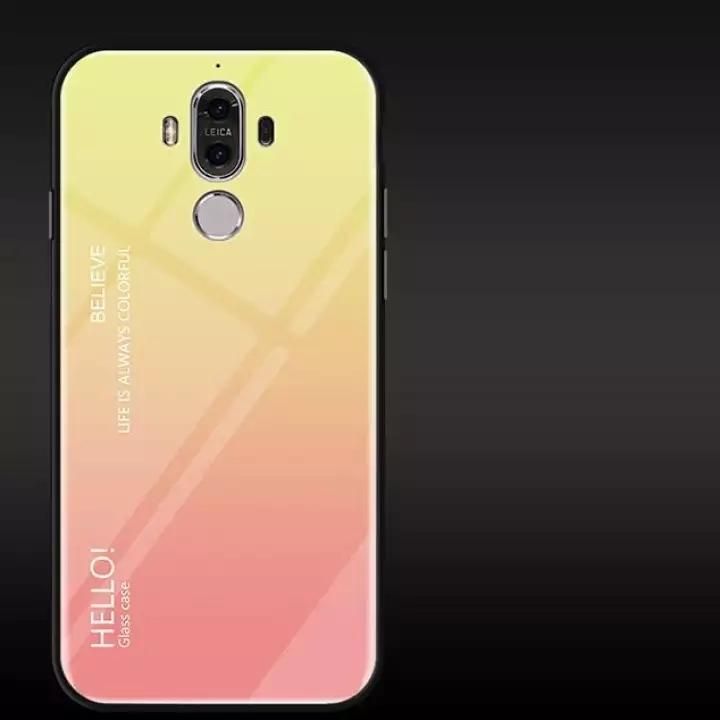 Gradient Color Tempered Glass Casing Protective Case Back Cover Soft TPU Bumper Case For Huawei Mate 9 Case