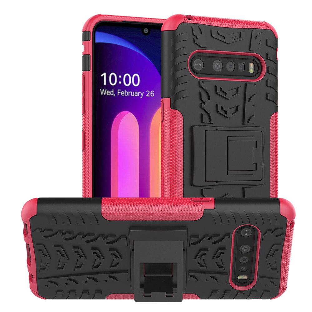 For LG V60 ThinQ 5G Dual Layer Heavy Duty Armor Tough Hybrid Shockproof Stand Protective Case Cover