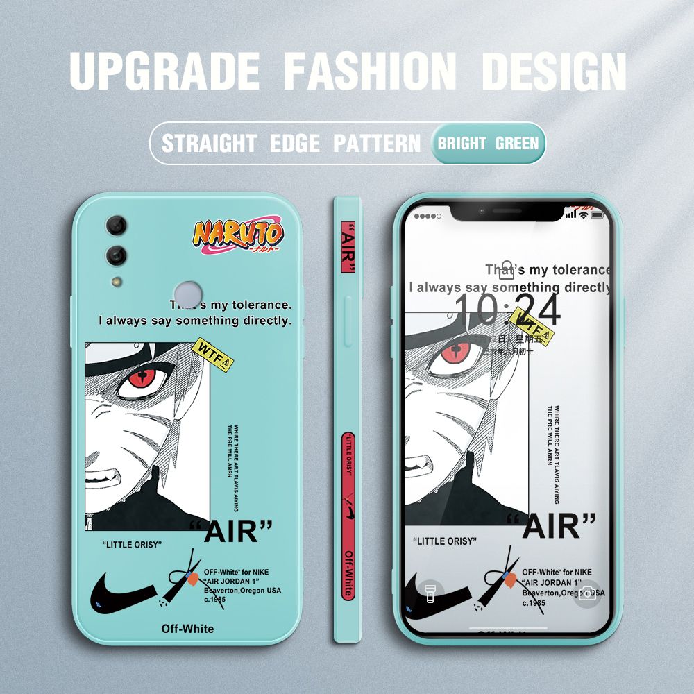 Jizetin for Honor 10 Lite Case Side Design Phone Cover Anime Uzumaki Naruto Cover Square Edge Pattern Liquid Silicone Trend Case