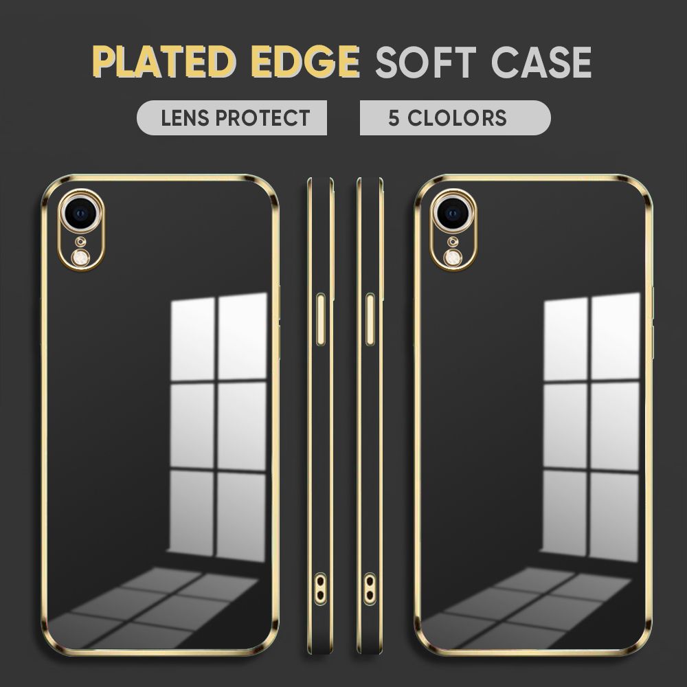 Luxury 6D Plating Case for iPhone XR Soft Silicone Square Frame Back Cover Shiny Bling Phone Cases