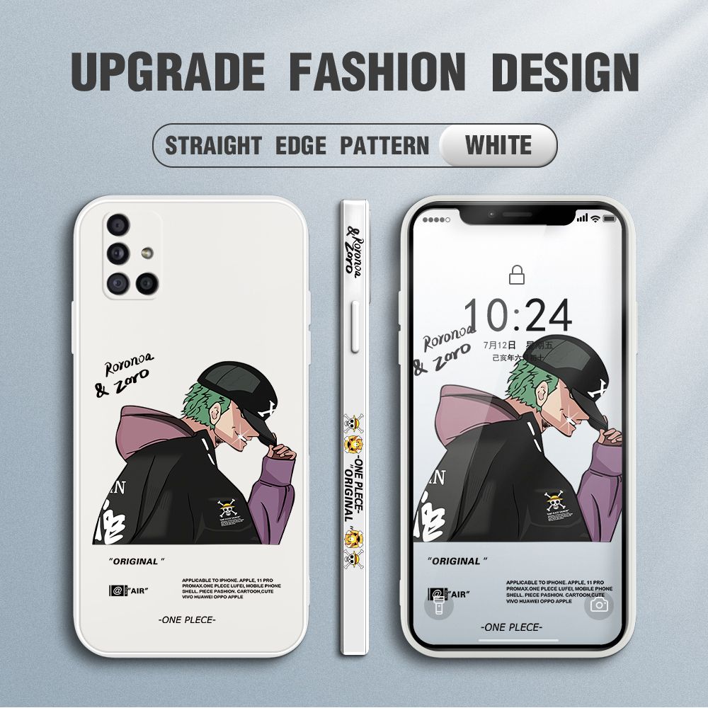 Jizetin for Samsung Galaxy M51 Case Anime One Piece Roronoa Zoro Side Design Phone Case Ultra Soft Edge Pattern Liquid Silicone Phone Cases