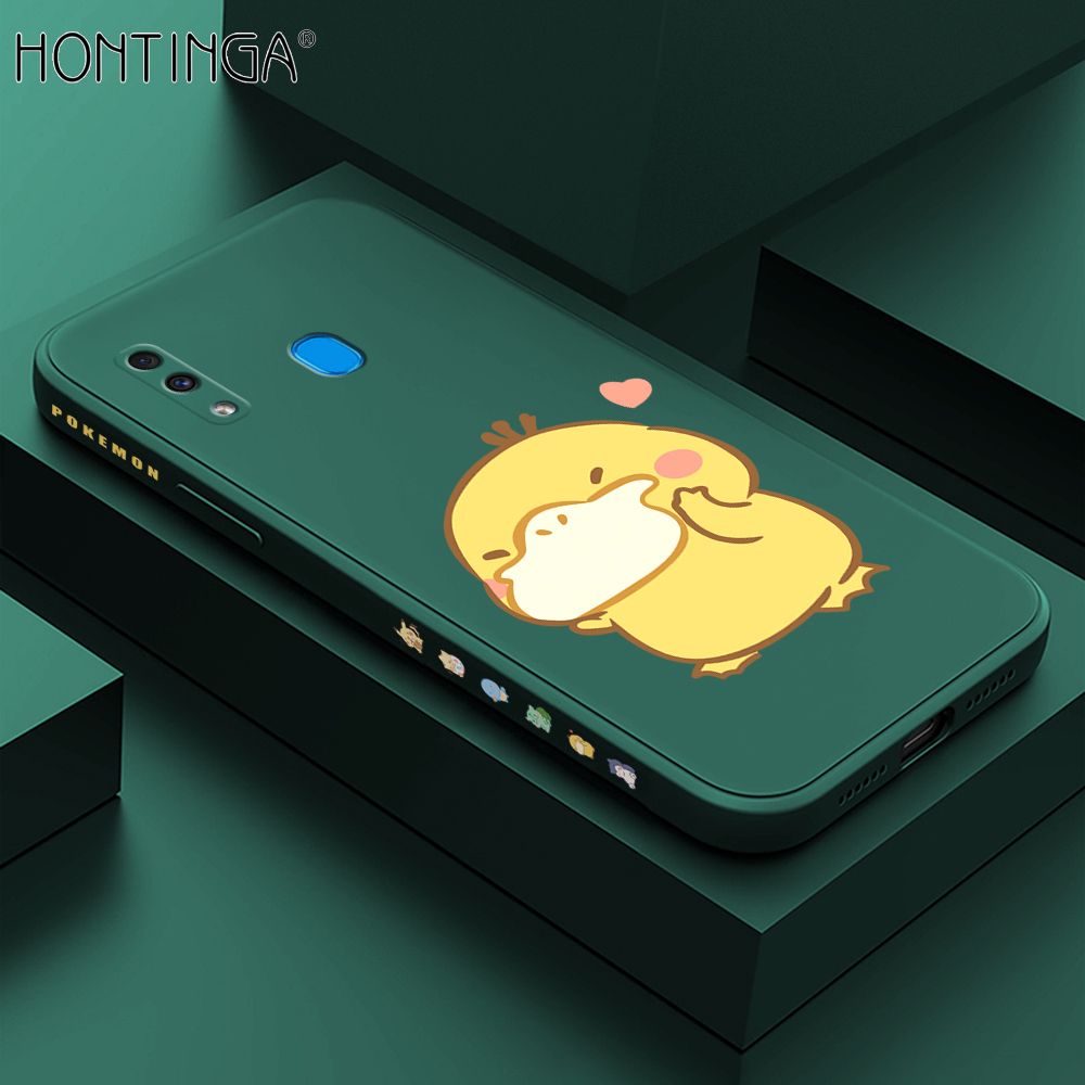 Hontinga for Samsung A20 A30 Case Side Design Trendy Cartoon Sign Back Cover Soft Square Edge Pattern Liquid Silicone Phone Cases