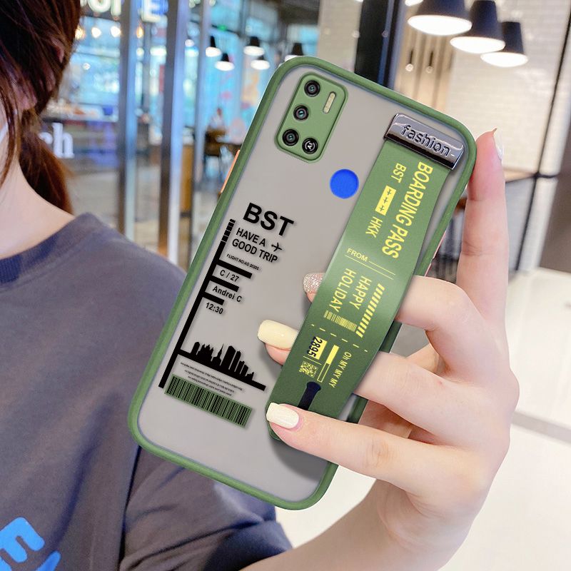 UCUC for Tecno Spark 6 Air Wrist Strap Case Creative Printing City Landscape Wristband Printing Cover Shockproof Frosted Phone Case
