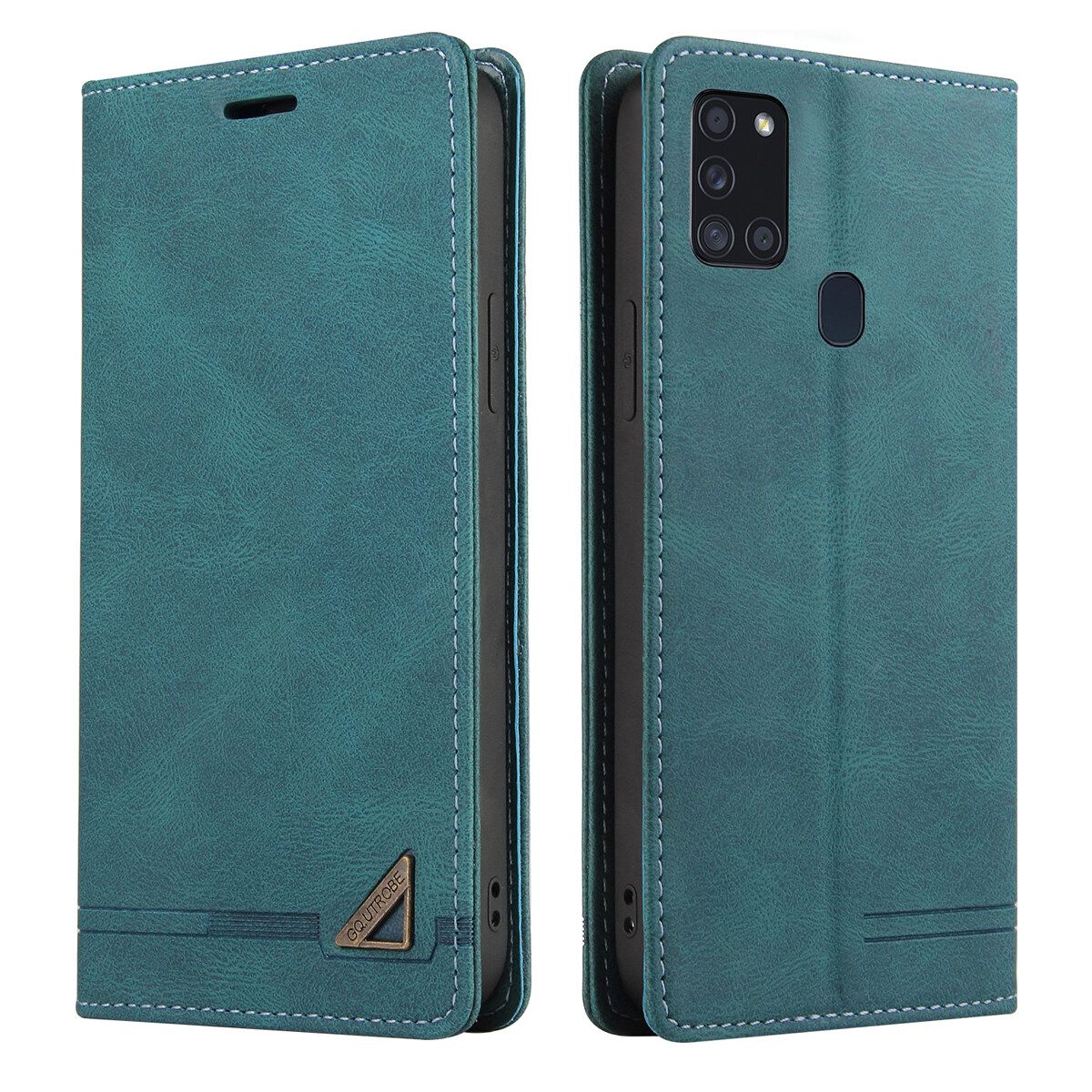 Retro Leather Wallet Foldable Built-in Card Slot and Magnetic Closure Protective Cover For Samsung Galaxy A21s Phone Cover Case