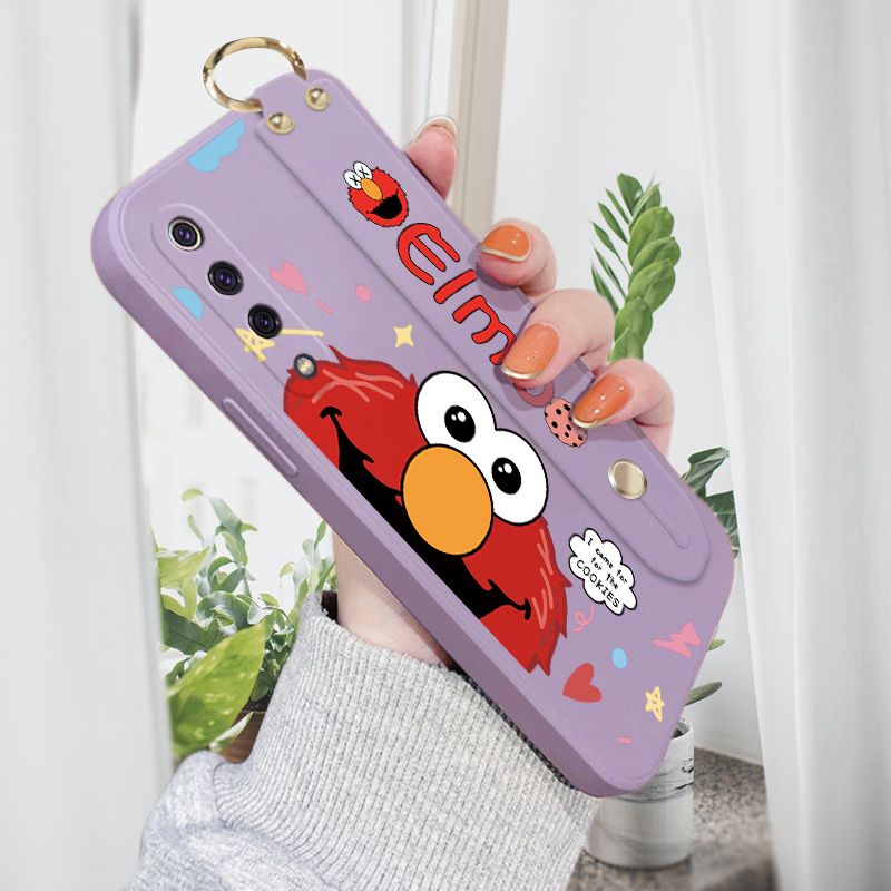 Jizetin for Xiaomi Mi 9 Wrist Strap Case Creative Cartoon Red Haired Monster Cover Ultra Thin Anti Fall Liquid Silicone Phone Case