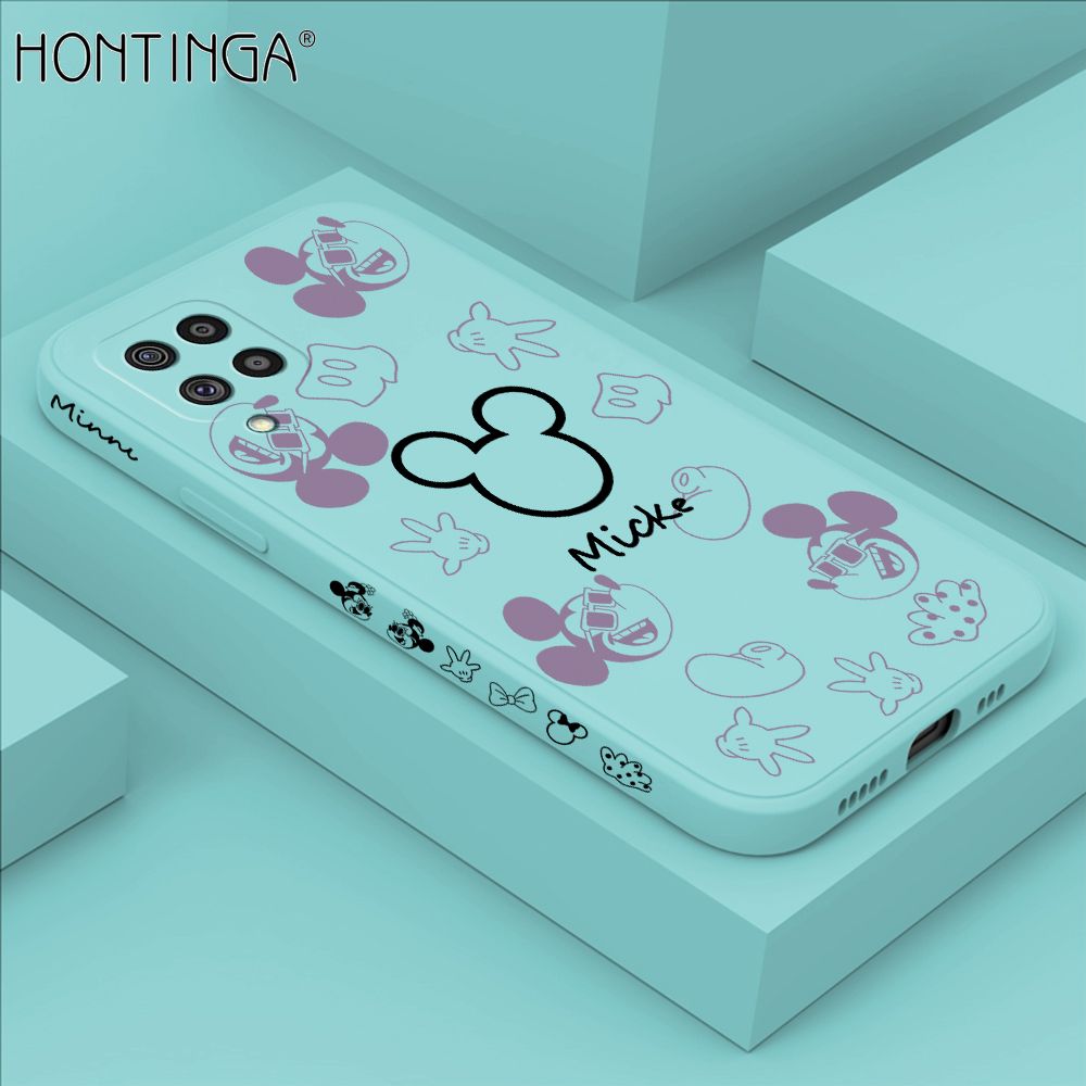 Hontinga for Samsung M62 Case Side Design Cute Mouse Avatar Back Cover Soft Square Edge Pattern Liquid Silicone Trend Phone Cases