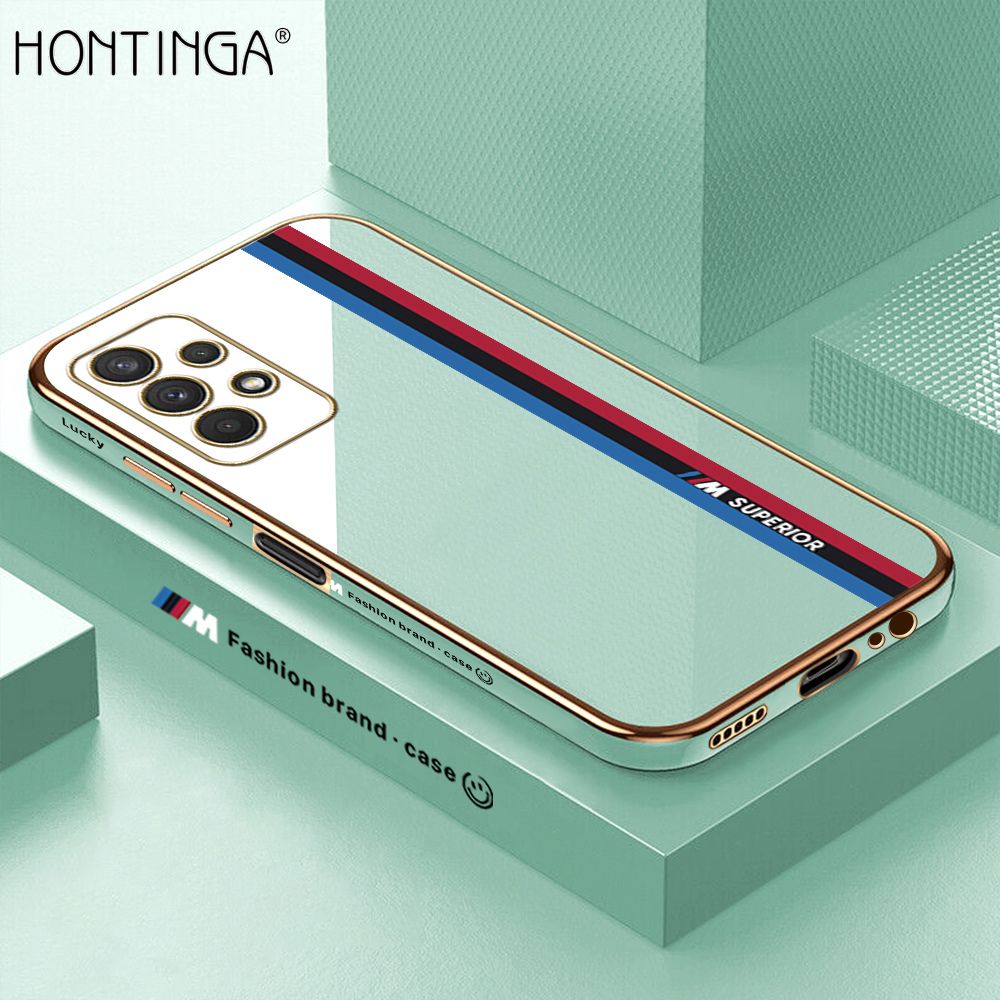 Hontinga for Samsung A32 5G Back Cover Luxury 6D Plating Fashion Racing Side Pattern Soft Case Silicone Square Phone Cases