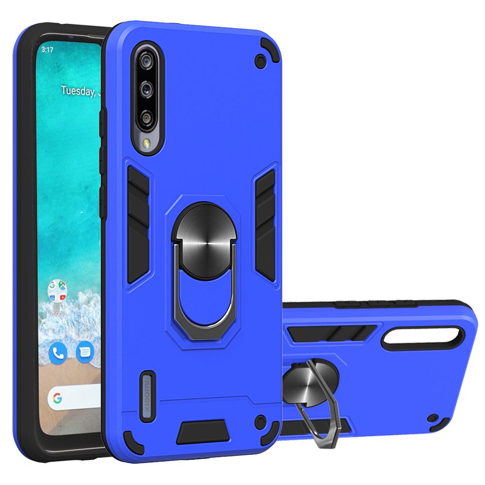 For Xiaomi Mi CC9e Double-layer Warframe Series with 360 Degree Rotating Ring Ruggedized Shock Protective Case