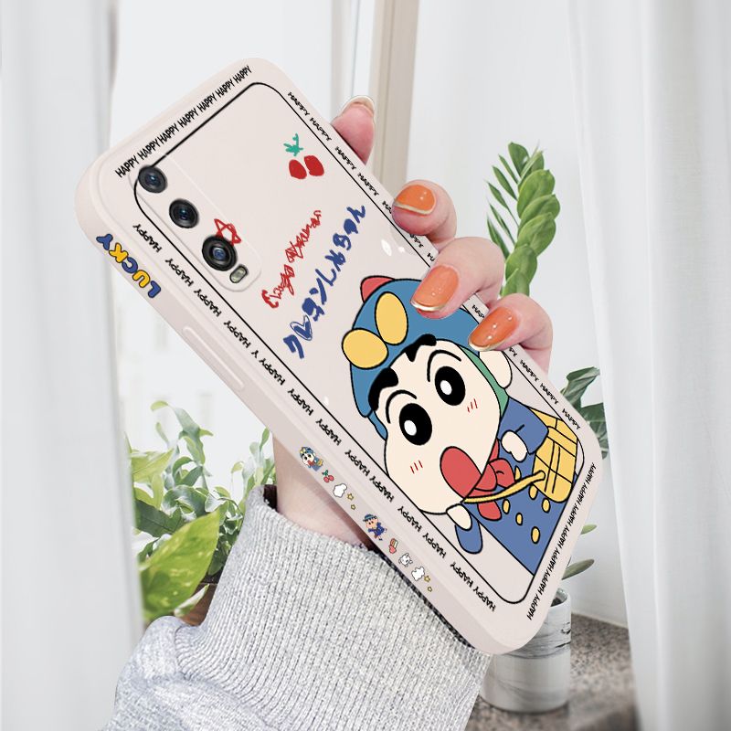 AMORVOR for OPPO Find X2 Back Cover Cartoon Shin-chan Action Kamen Side design Soft Case Liquid Silicone Phone Cases