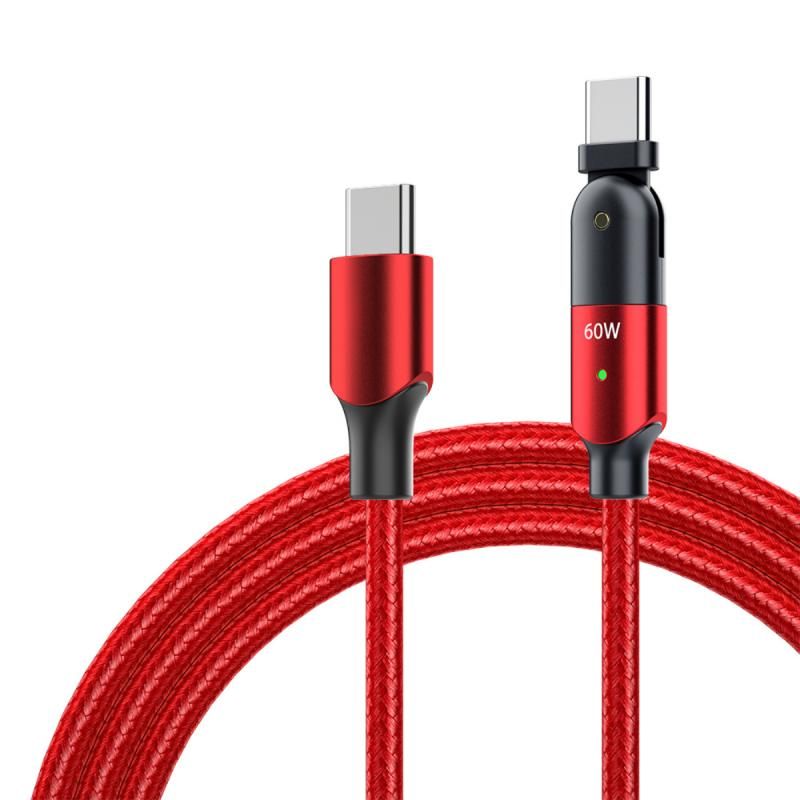 60W 100W USB Type C Cable PD Fast Charging For Macbook Samsung S9 Huawei P30 180 Degree Rotating Dual Type-C Data Cable 5A 3A