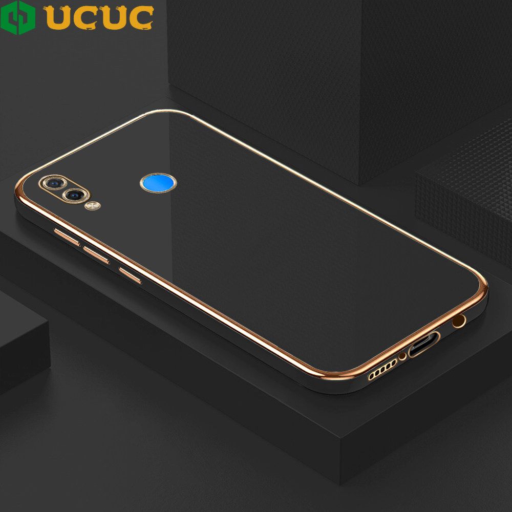UCUC for Huawei Nova 3i P Smart Plus Back Cover + Free Lanyard Colour Luxury 6D Plating Case Side Pattern Soft Silicone Square Phone Cases
