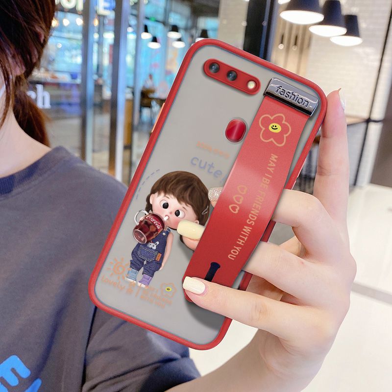 UCUC for OPPO R15 Pro Wrist Strap Case Girl Drinking Cola Wristband Printing Cover Shockproof Ultra Thin Phone Case