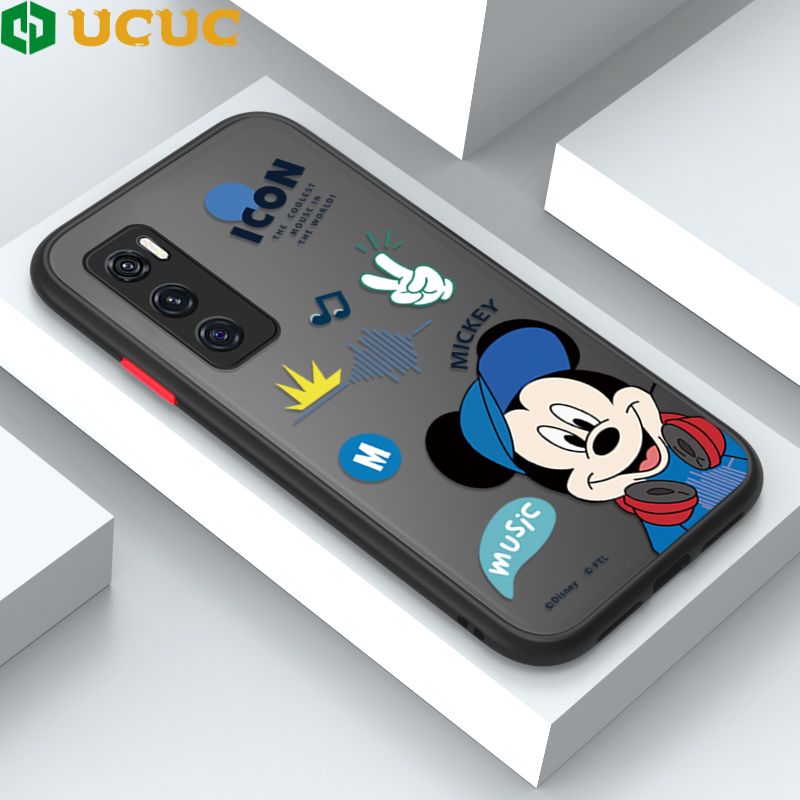 UCUC for Vivo V20 SE Back Cover Cute Mouse Greet Frosted Transparent Hard Phone Case Thin Shockproof Full Cover Camera Protect Case