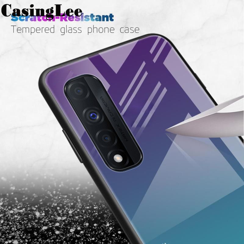 Protect Cover For Realme Narzo 30 case Gradient Tempered Glass Protector Back cover for Realme Narzo30 Phone Casess For girls and Boys