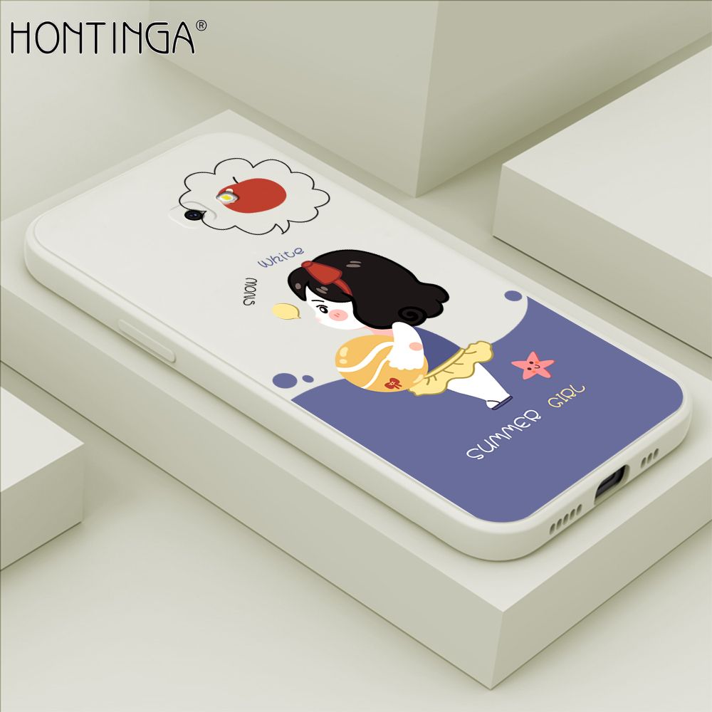 Hontinga for Samsung J4 Prime Case Cute Cartoon Girl Phone Case Phone Case Soft Square Edge Silicone Cases Full Lens Cover Shockproof Protection Cover